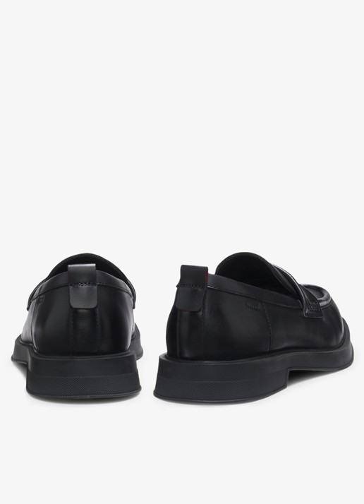 HUGO Loafer van leer met logo - achterkant 3 zwart