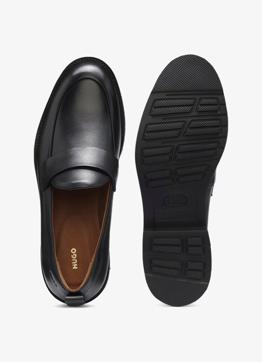 HUGO Loafer van leer  - detail 8 zwart