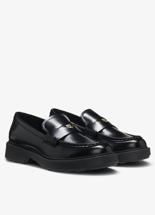 HUGO Loafers van leer - detail 4 zwart