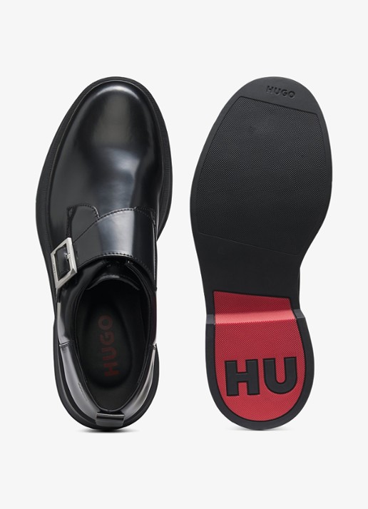 HUGO Loafers van leer - achterkant 2 zwart