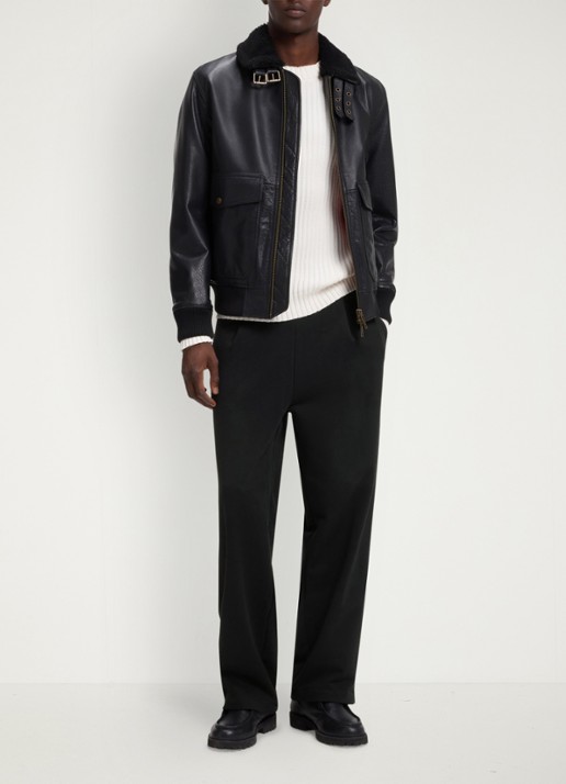 HUGO Loose fit broek met opgestikte zakken en studs - voorkant 5 zwart