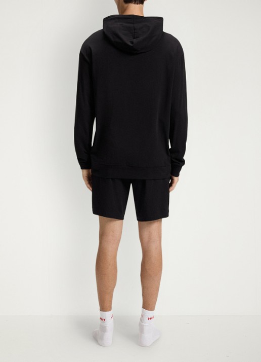 HUGO Lounge straight fit korte loungebroek met steekzakken - achterkant 5 black-001 / zwart