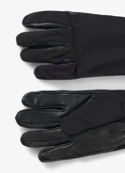 HUGO Luminary-L handschoenen van leer met logo - detail 2 zwart