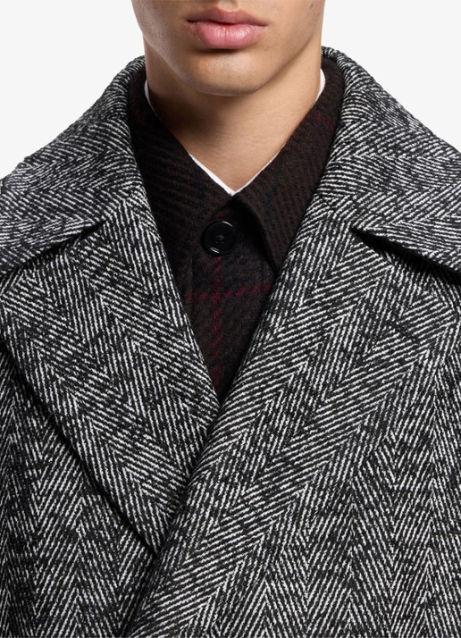 HUGO Mantel in scheerwolblend - detail 2 dark grey-028 / grijs