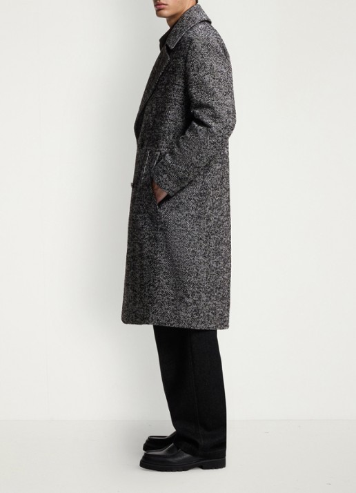 HUGO Mantel in scheerwolblend - detail 3 dark grey-028 / grijs