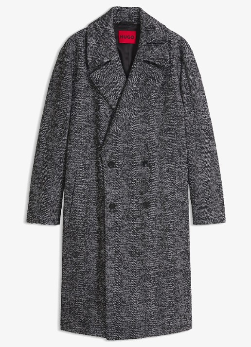 HUGO Mantel in scheerwolblend - voorkant 5 dark grey-028 / grijs