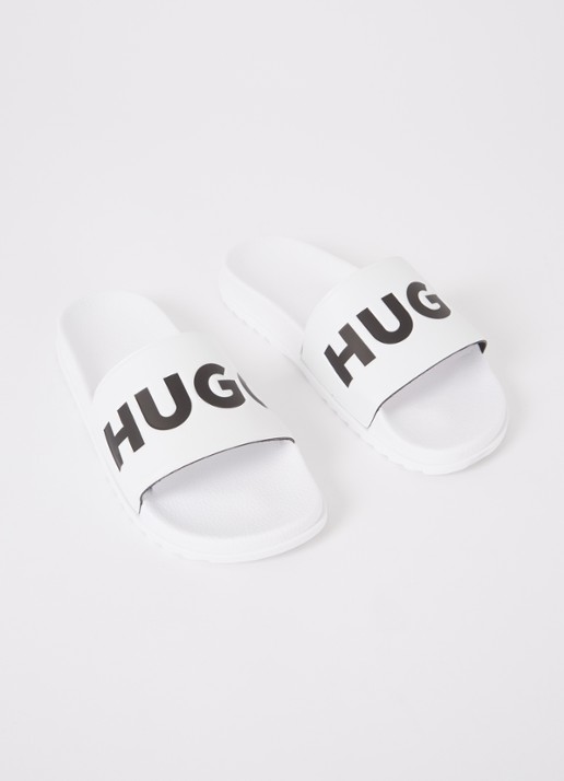 HUGO Match It slipper met logo - detail wit