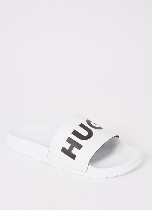 HUGO Match It slipper met logo - voorkant 3 wit