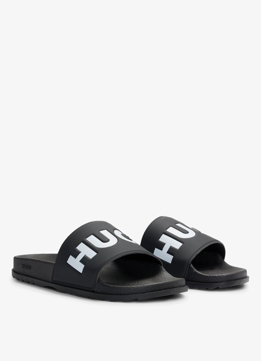 HUGO Match It slipper met logo - detail 2 zwart