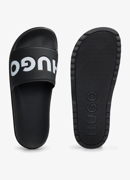 HUGO Match It slipper met logo - detail 3 zwart