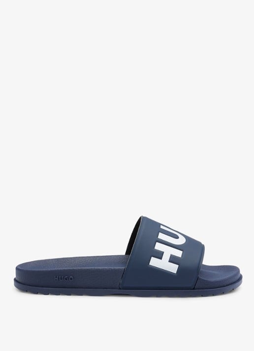 HUGO Match It slipper met logo - voorkant 4 donkerblauw