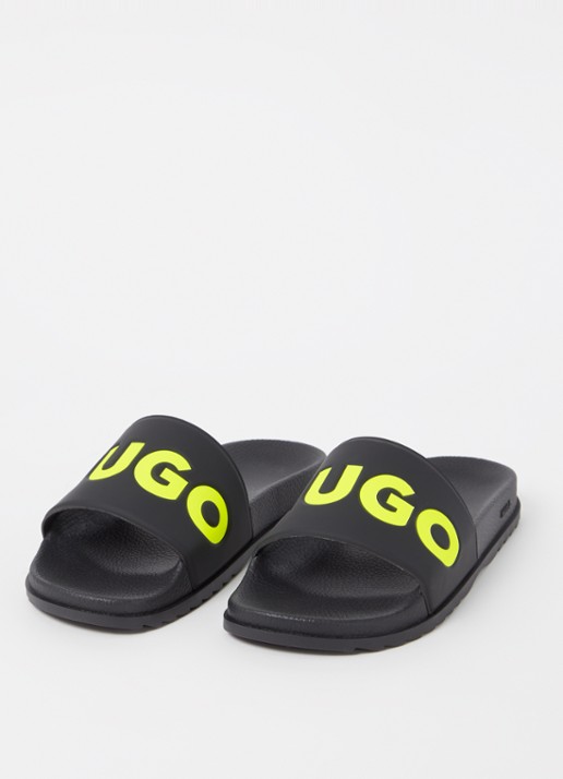 HUGO Match It slipper met logo - detail 2 neongeel