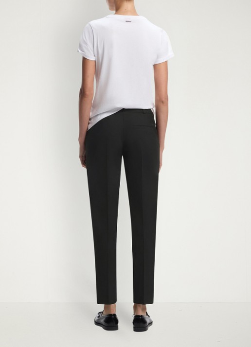 HUGO Mid waist tapered fit pantalon met steekzakken - achterkant 4 zwart