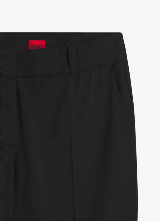HUGO Mid waist tapered fit pantalon met steekzakken - detail 3 zwart