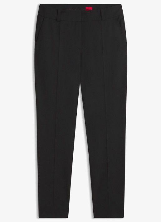 HUGO Mid waist tapered fit pantalon met steekzakken - voorkant 5 zwart