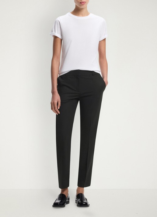 HUGO Mid waist tapered fit pantalon met steekzakken - voorkant 6 zwart