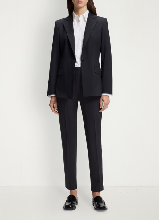 HUGO Mid waist tapered fit pantalon met steekzakken - voorkant 6 blauw