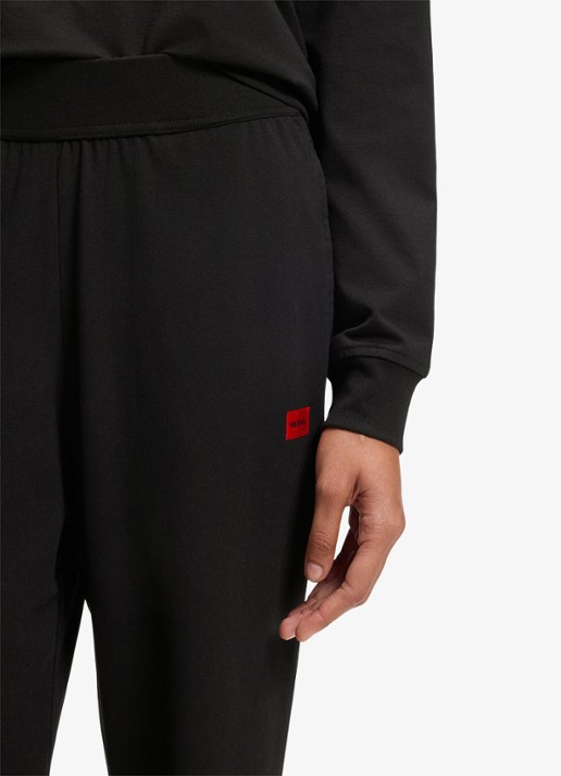 HUGO Mid waist wide fit lounge joggingbroek met logo - detail 2 zwart