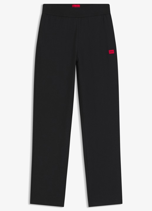 HUGO Mid waist wide fit lounge joggingbroek met logo - voorkant 4 zwart