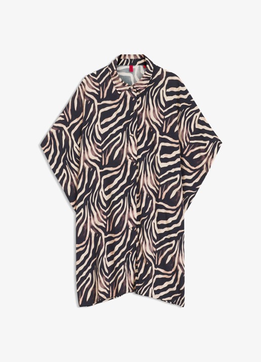 HUGO Mini blousejurk met grafische print - voorkant 3 zwart