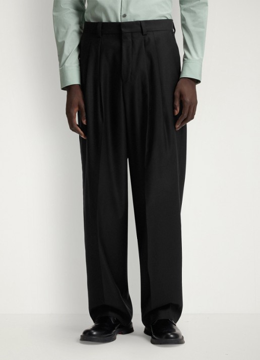 HUGO Modern fit pantalon in wolblend met persplooi