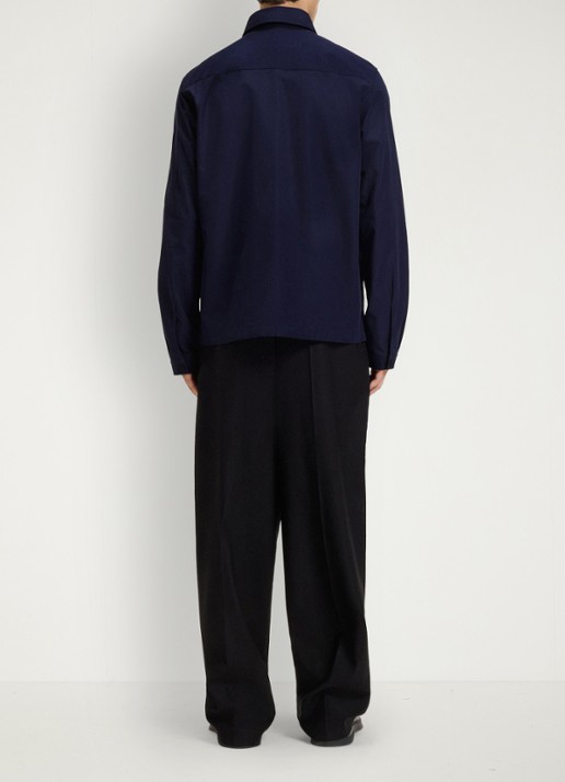 HUGO Overshirt van canvas en een katoenmix met ritssluiting en logolabel - achterkant navy-418 / blauw