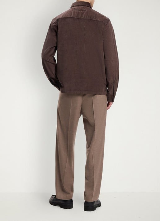 HUGO Overshirt van corduroy met borstzak - achterkant bruin