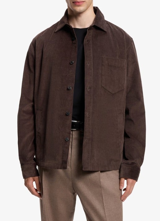 HUGO Overshirt van corduroy met borstzak