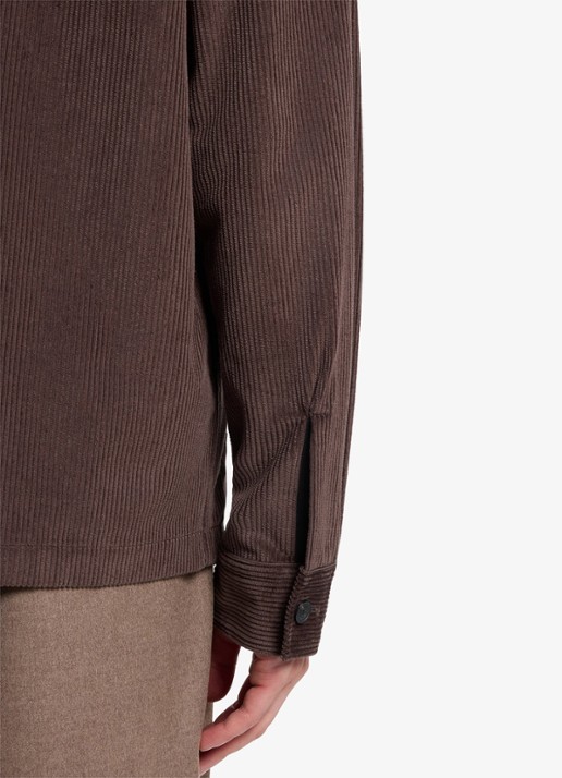 HUGO Overshirt van corduroy met borstzak - detail 6 bruin
