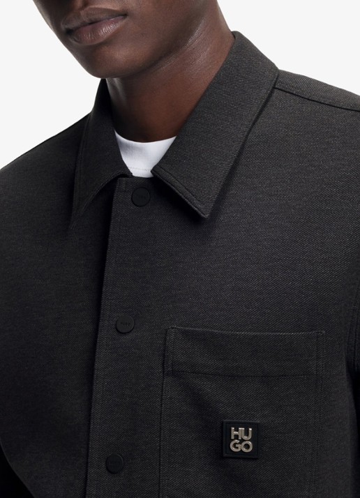 HUGO Oversized fit overhemd met borstzak - detail 4 donkergrijs