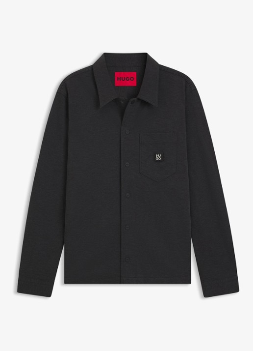 HUGO Oversized fit overhemd met borstzak - voorkant donkergrijs