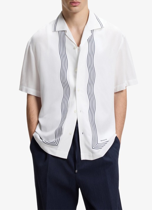 HUGO Oversized fit overhemd met grafische print
