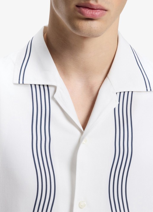 HUGO Oversized fit overhemd met grafische print - detail 5 creme