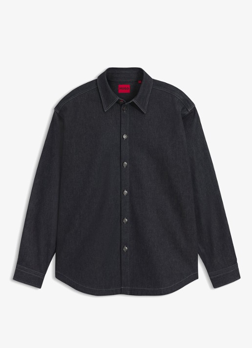 HUGO Oversized fit overshirt - voorkant donkerblauw