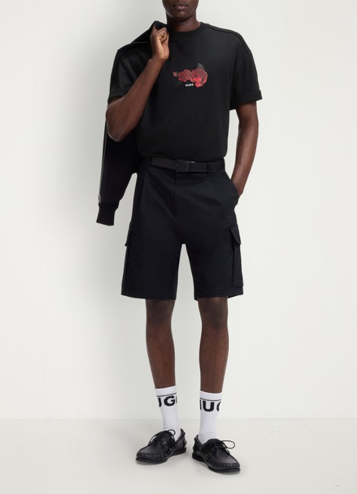 HUGO Oversized T-shirt met print - voorkant 2 zwart