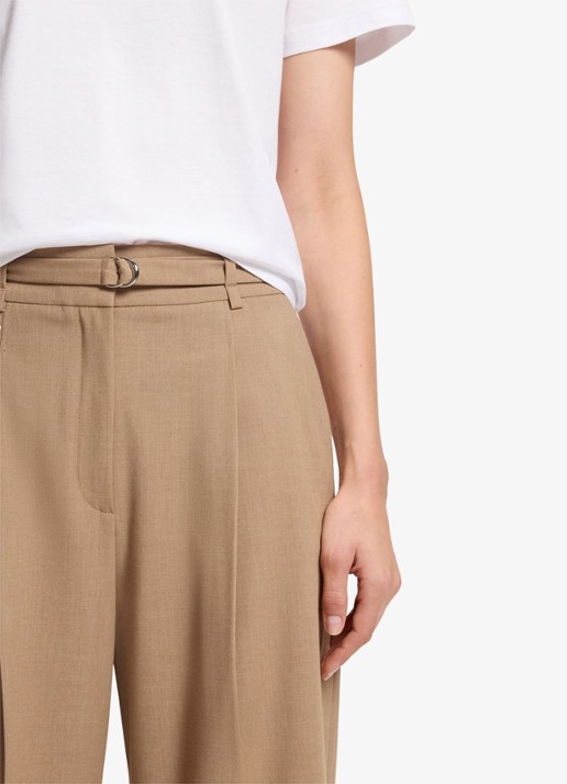 HUGO Pantalon met plooien en ceintuur - detail 3 camel