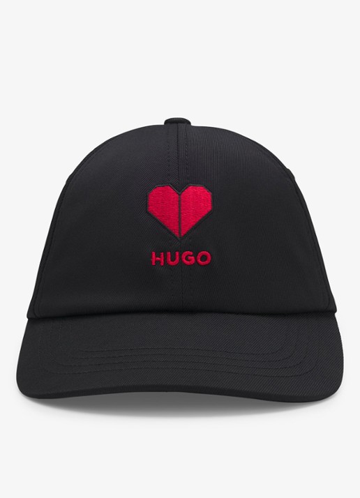 HUGO Pet met logoborduring - detail zwart