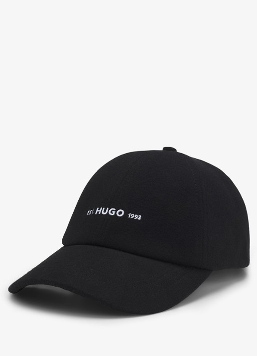 HUGO Pet met logoborduring - voorkant 3 zwart