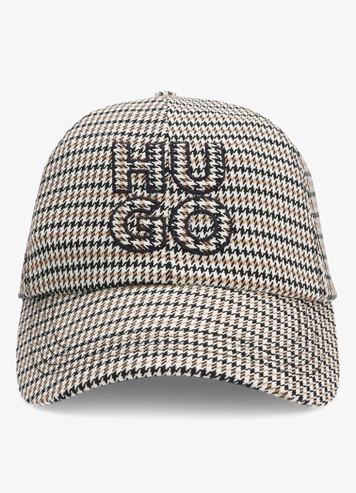 HUGO Pet met pied-de-poule-dessin en logo  - detail 2 open miscellaneous-971 / beige