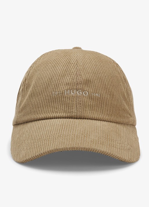 HUGO Pet van corduroy - voorkant beige