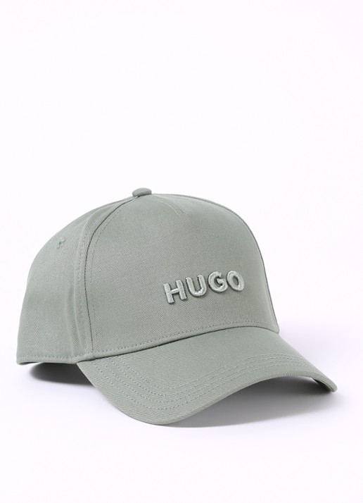 HUGO Pet van katoenen twill met logo - voorkant 2 open green-343 / groen