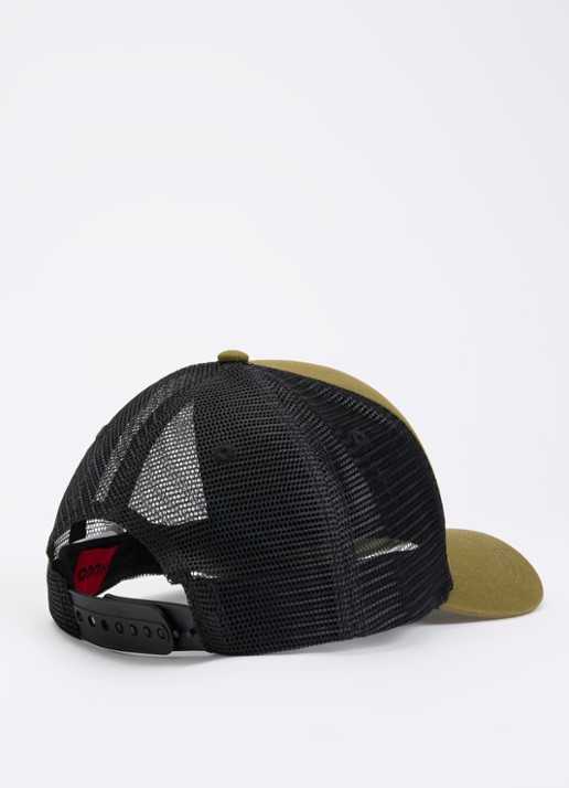 HUGO Pet van katoenen twill met mesh panelen - detail bronsgroen