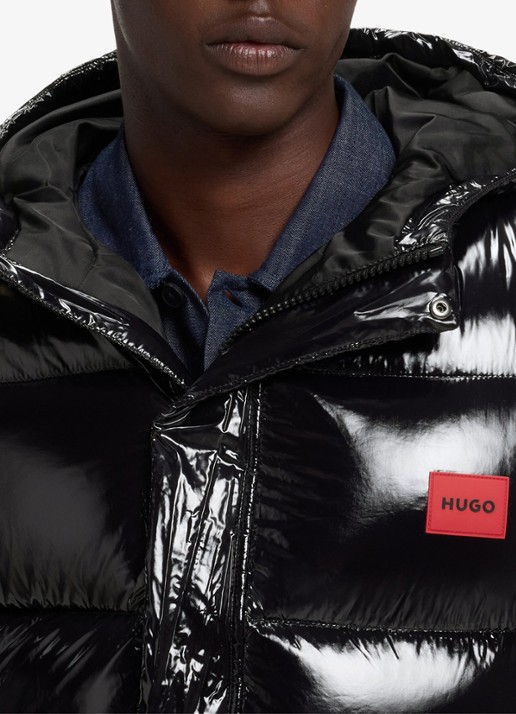 HUGO Puffer jas met capuchon - detail 2 zwart