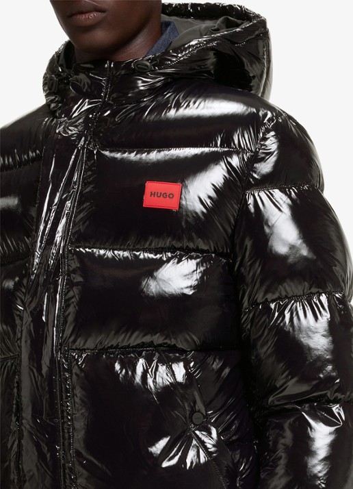 HUGO Puffer jas met capuchon - detail 3 zwart