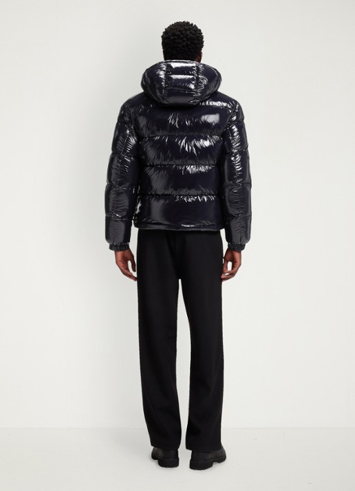 HUGO Puffer jas met capuchon - achterkant blauw