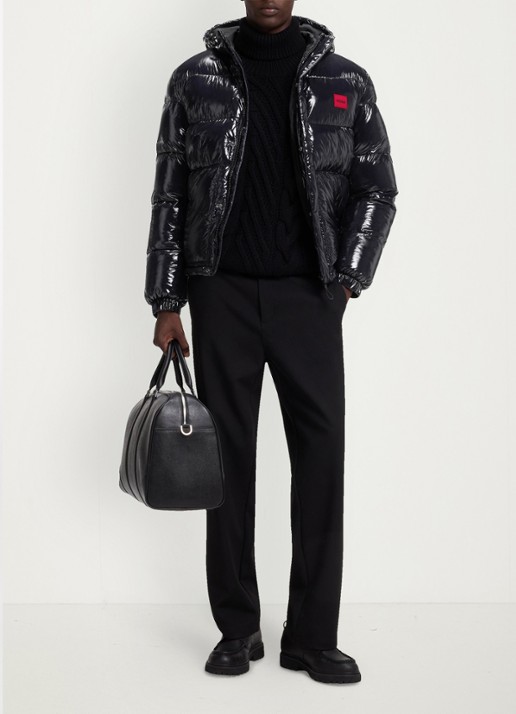 HUGO Puffer jas met capuchon - voorkant 3 blauw