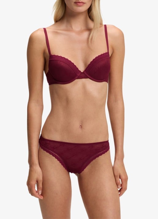 HUGO Push-up bh van mesh met kant en logoborduring