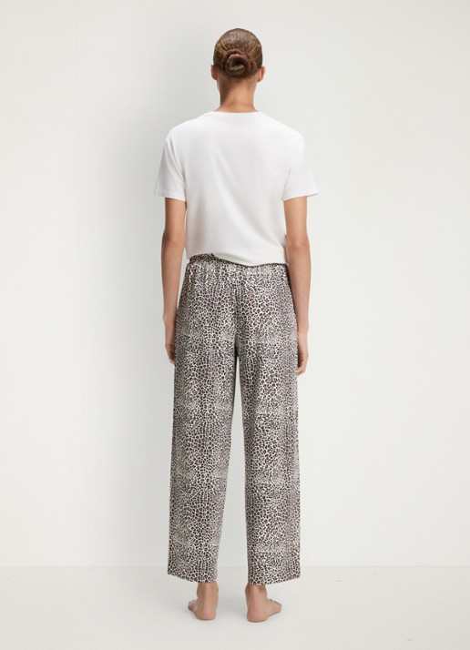 HUGO Pyjamabroek van stretchjersey met all-over print - achterkant 3 lichtbruin