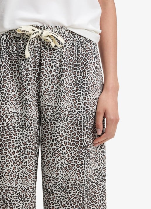 HUGO Pyjamabroek van stretchjersey met all-over print - detail 2 lichtbruin