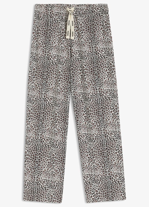 HUGO Pyjamabroek van stretchjersey met all-over print - voorkant 4 lichtbruin